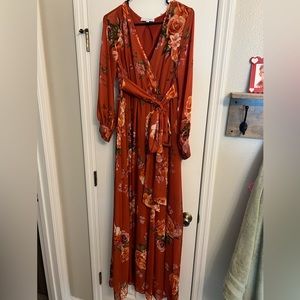Stunning rust floral maxi dress